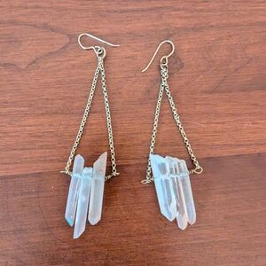 Crystal Dangle Earrings with Gold Chains